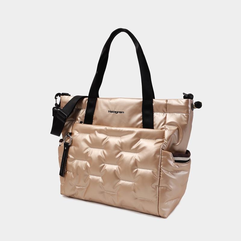 Hedgren Puffer Tote Veske Dame Beige | TAG5534MZ