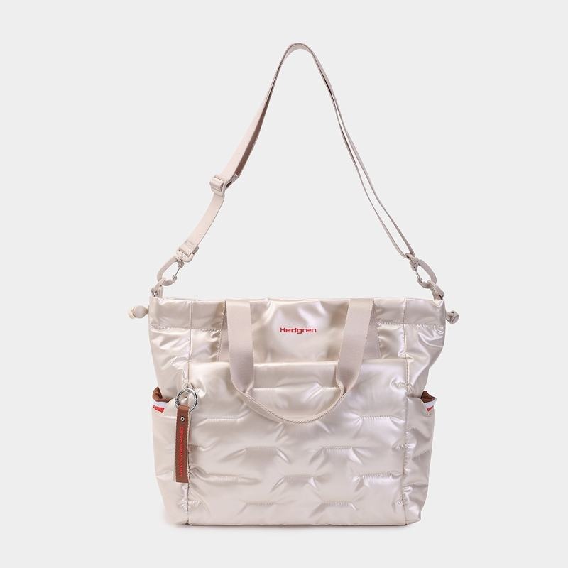 Hedgren Puffer Tote Veske Dame Hvite Beige | WVR519PY