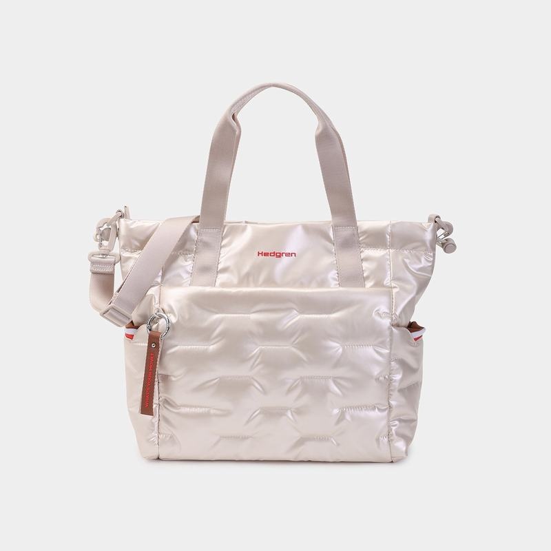 Hedgren Puffer Tote Veske Dame Hvite Beige | WVR519PY