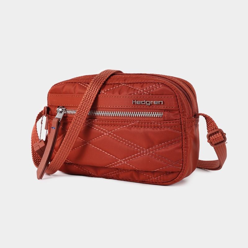 Hedgren Vattert Maia Mini Rfid Crossbody Veske Dame Rød Brune | VMK762HT