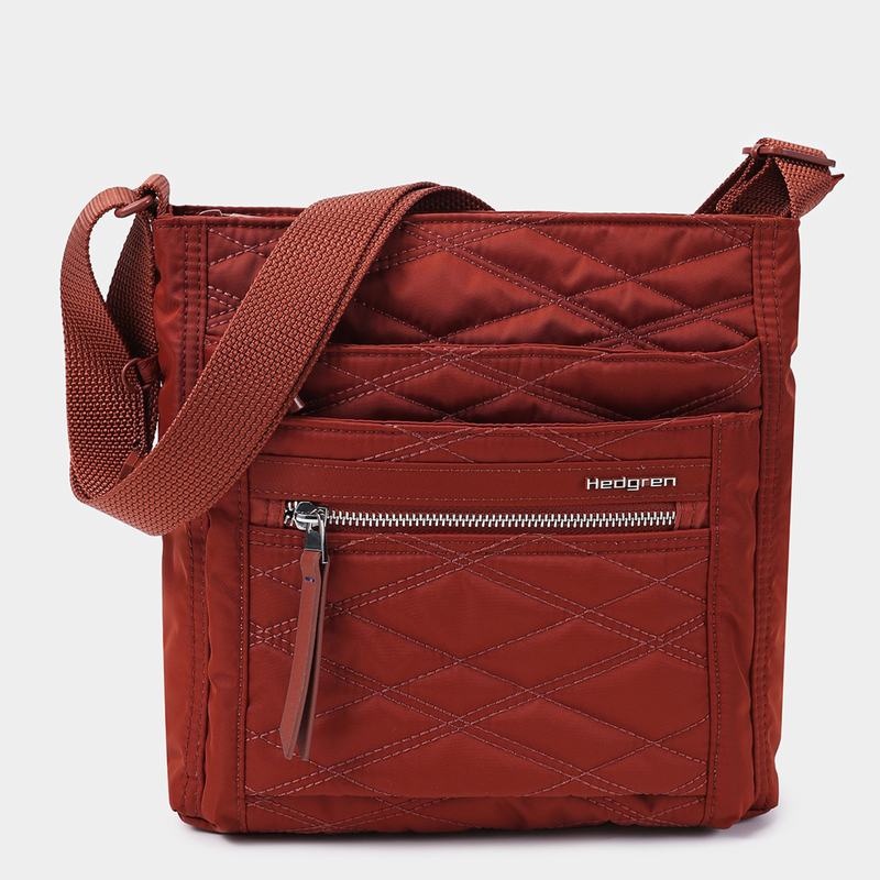 Hedgren Vattert Orva Rfid Crossbody Veske Dame Rød Brune | HST6814US