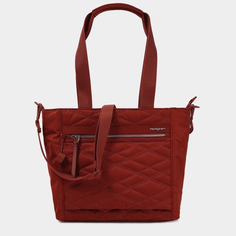 Hedgren Zoe Medium Rfid Tote Veske Dame Rød Brune | ZAY6362NH